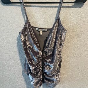 Velvet zip up crop tank
